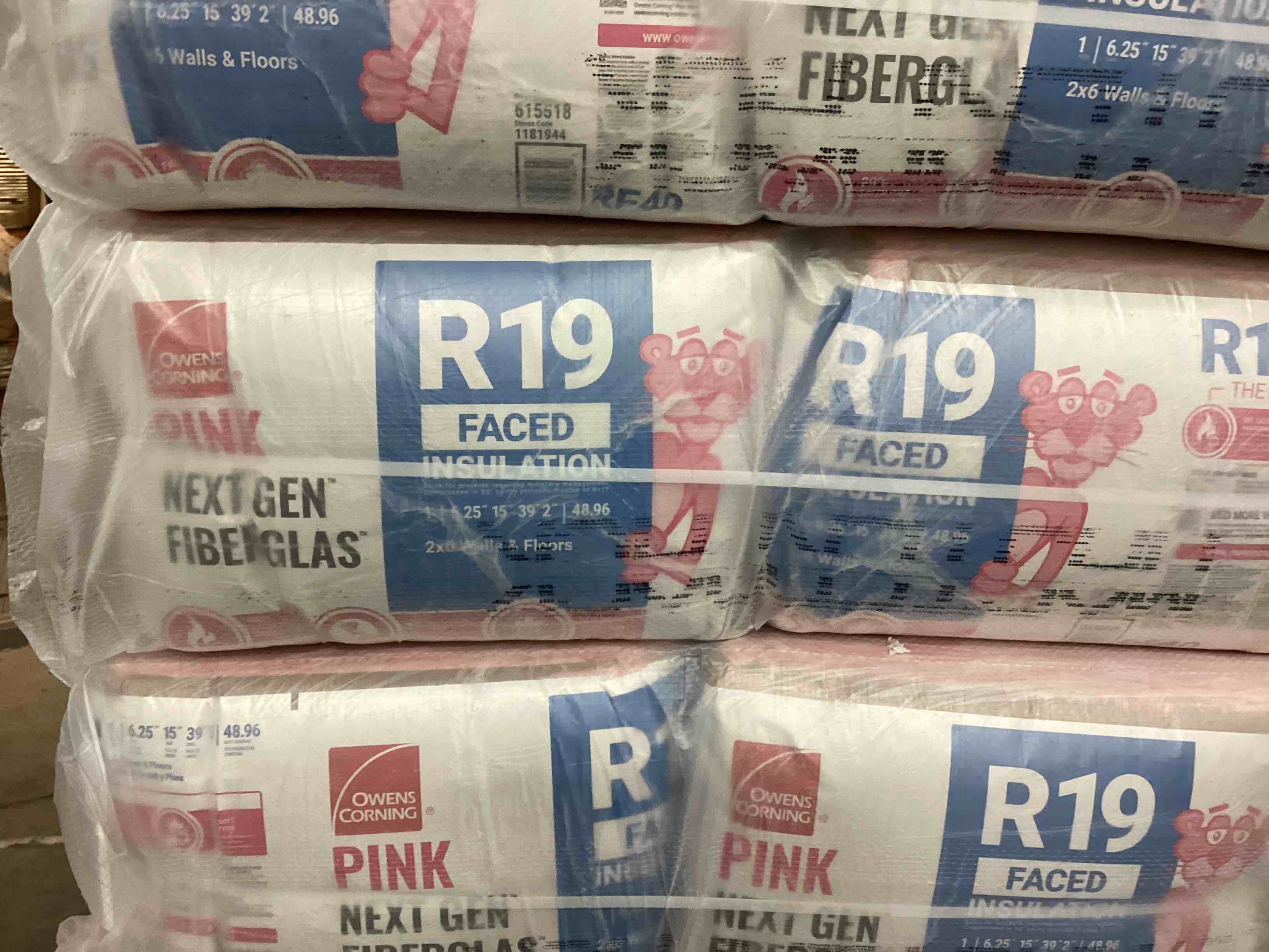 6 rolls r19 15” faced insulation your bid per roll 