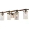 Bridlewood 4-Light Stone Grey with Brushed Nickel Bath Light with Clear Seedy Glass