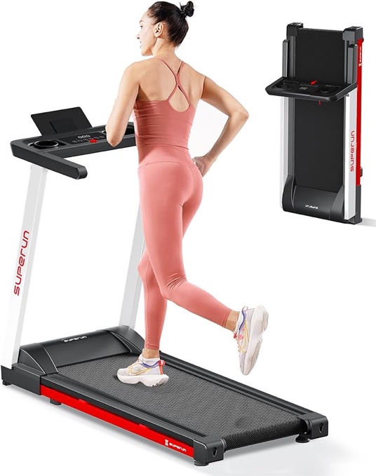 Superun Folding Treadmills for Home, 3.0HP Foldable Treadmill for Small Space, Portable Compact Treadmill, 12 Programs Built into Pitpat