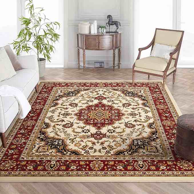 Well Woven Barclay Medallion Kashan Ivory Traditional Area Rug 6'7” X 9’6”