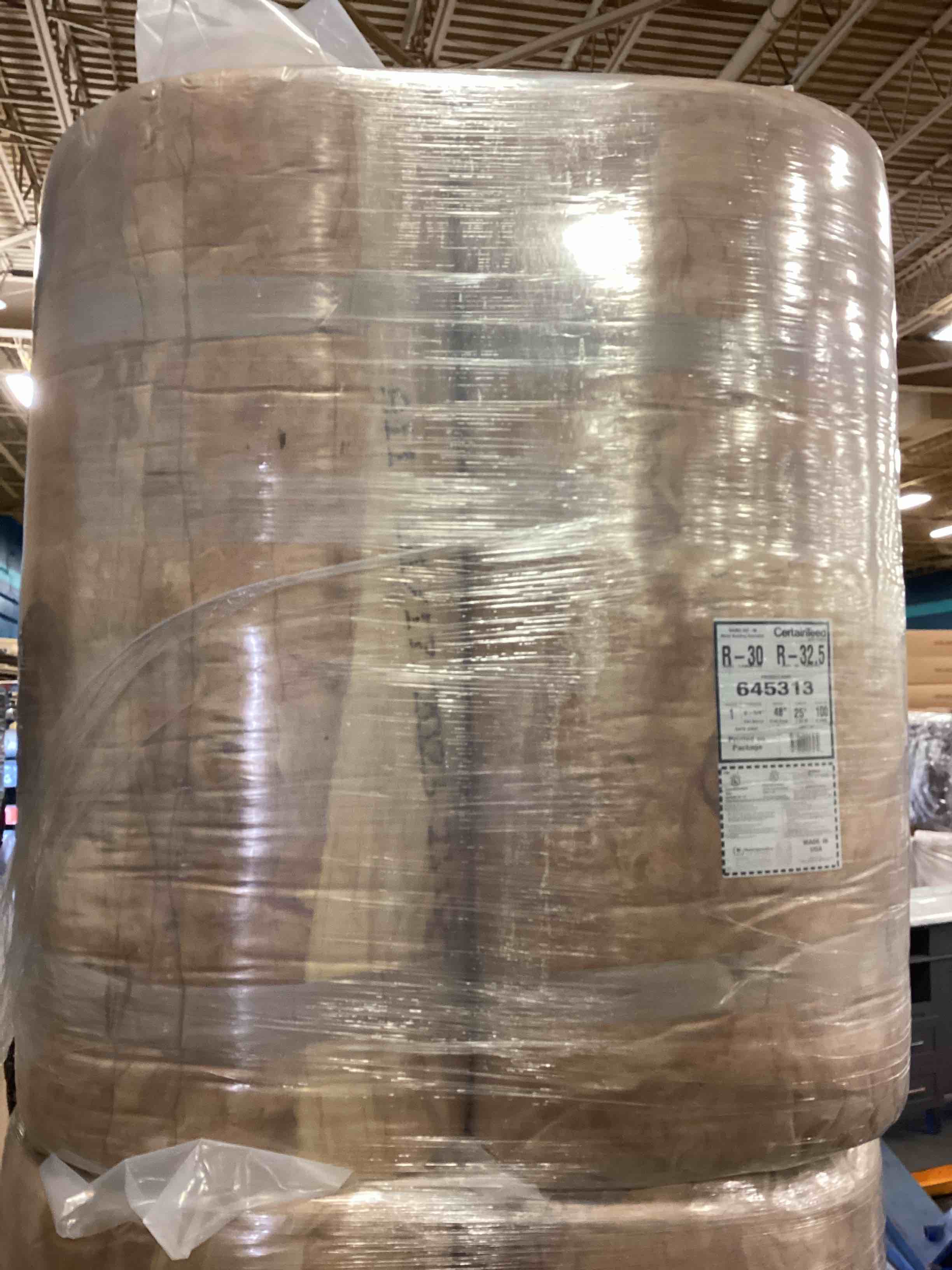 4 rolls of r30 insulation 9.25” thickness, 48” thickness, 25’ length and 100 sq ft