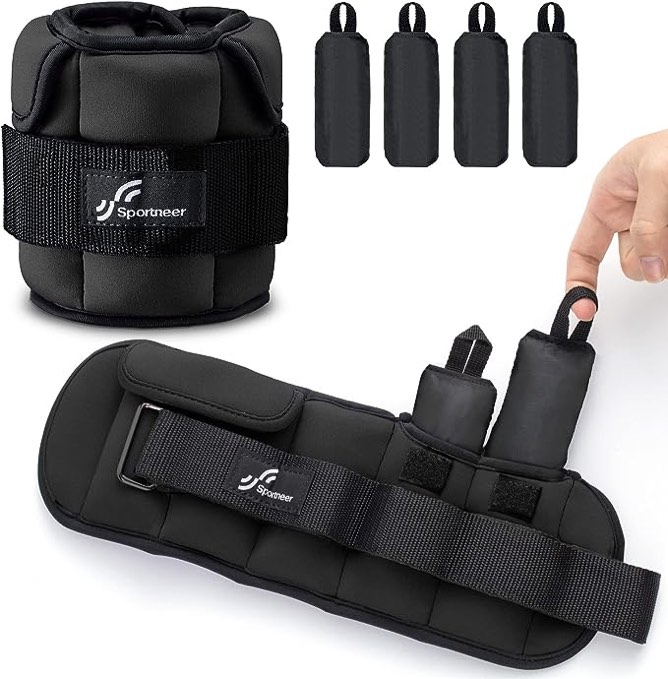 Sportneer Adjustable Ankle Weights for Women and Men?1 Pair 1 2 3 4 6 7 8 10 lbs Upgraded Easily Adjustable Leg Weight, Weighted Wrist Weight Strap for Gym, Fitness, Workout, Walking, Dancing
