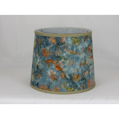 14" Bird Print On Blue Fabric Shade