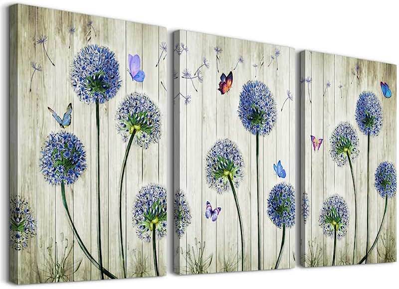 YAOBFULCanvas Wall Art For Bedroom Wall Decor For Living Room Kitchen Decorations Dandelion Flowers Painting Modern Fashion Bathroom Farmhouse Canvas Art Prints Ready To Hang Pictures For Home Decoration