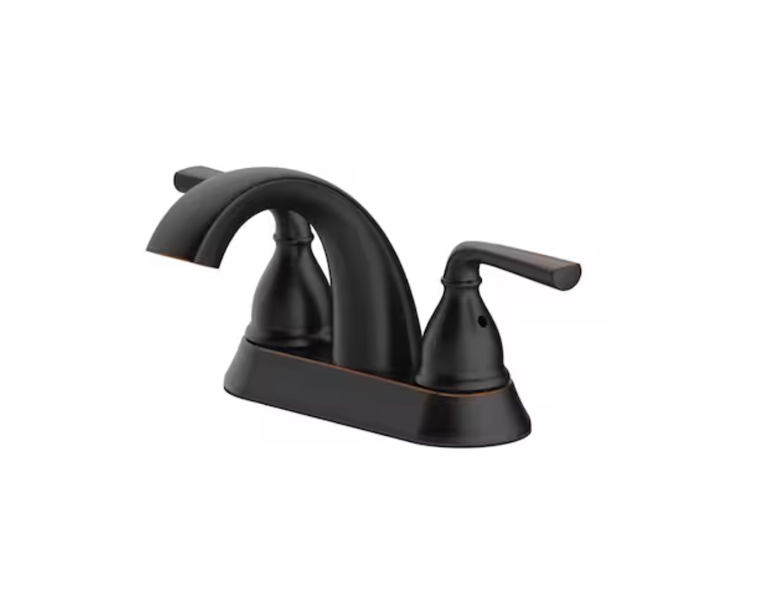 allen + roth Reagan Oil Rubbed Bronze 2-handle 4-in centerset WaterSense High-arc Bathroom Sink Faucet 
