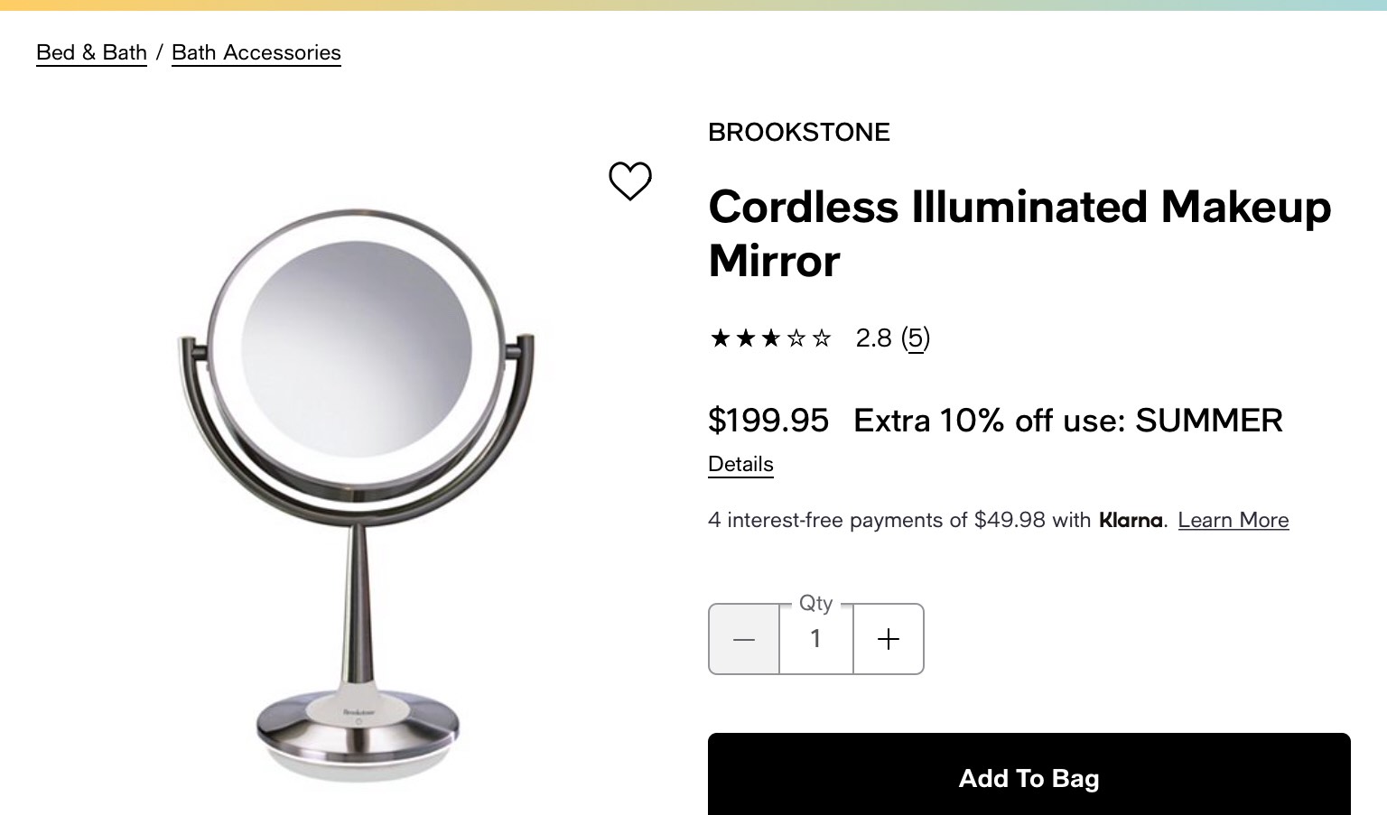 brookstone led makeup mirror/ 2 sided magnifying mirror