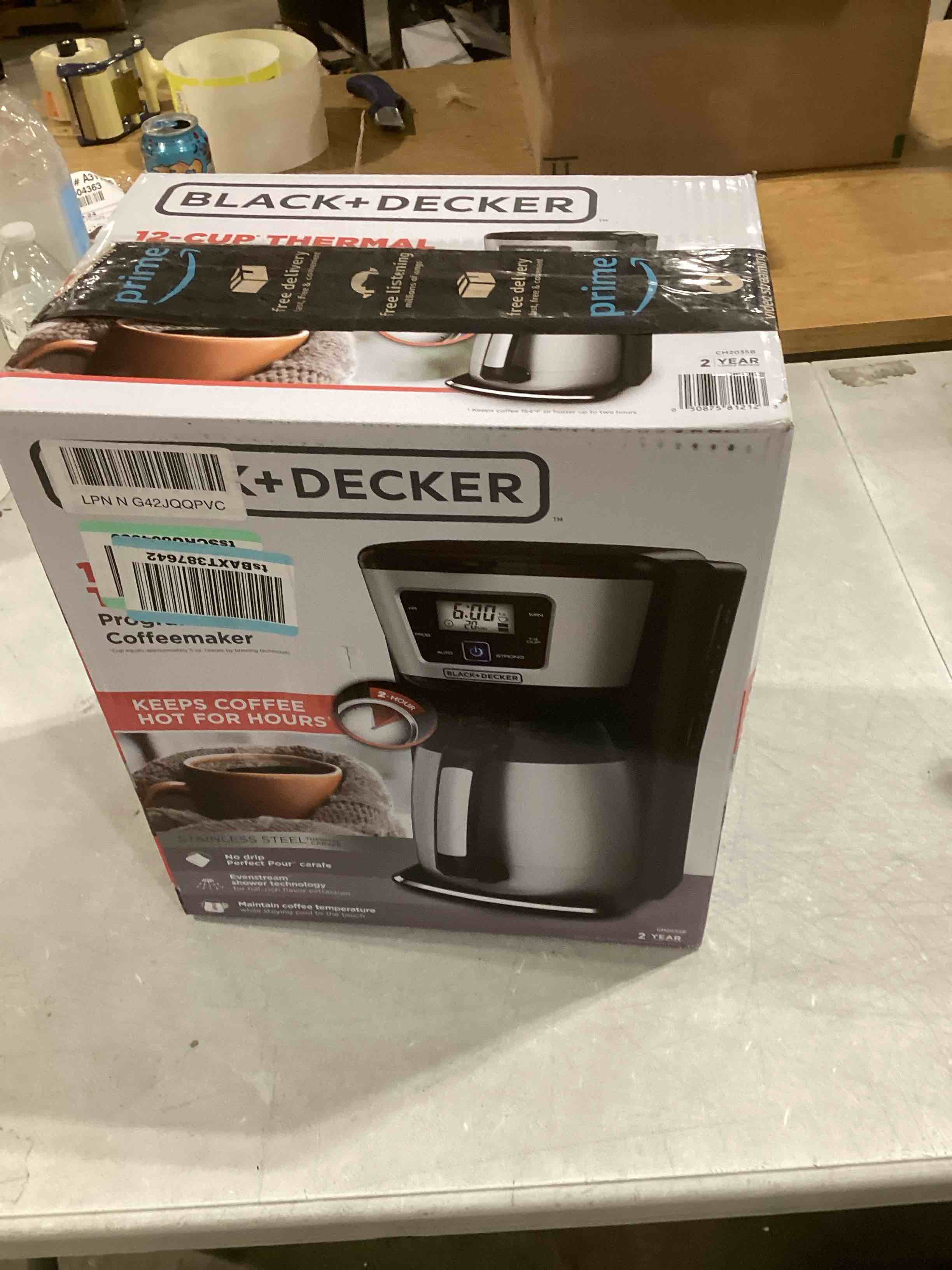 BLACK+DECKER 12Cup Thermal Coffee Maker, CM2035B, Digital Controls, EvenStream Showerhead