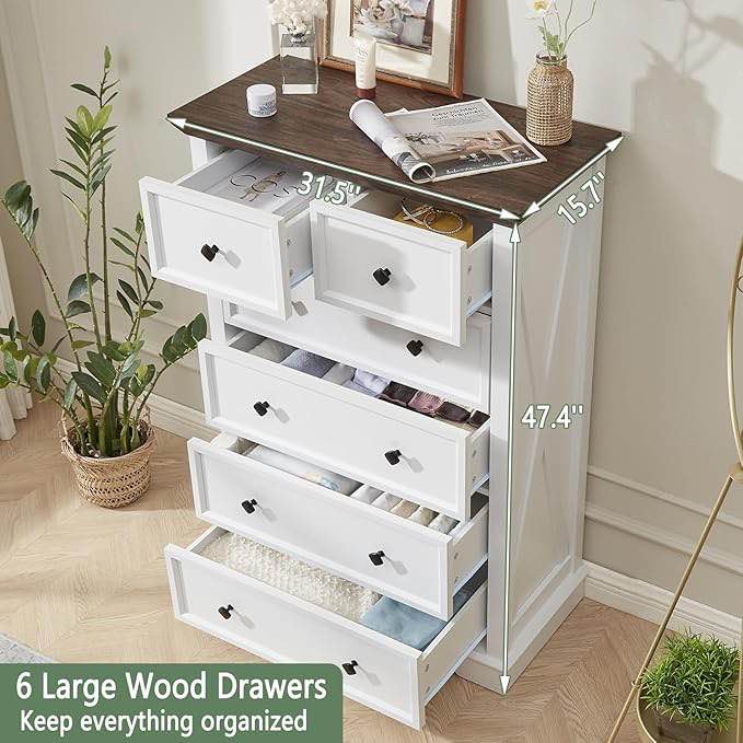 farmhouse 5-drawer chest with drop front drawer