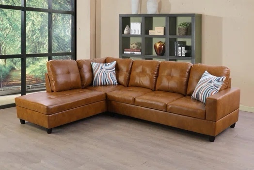 Chaidez Faux Leather Sectional By Zipcode Design (INCOMPLETE SET, MISSING BOX)