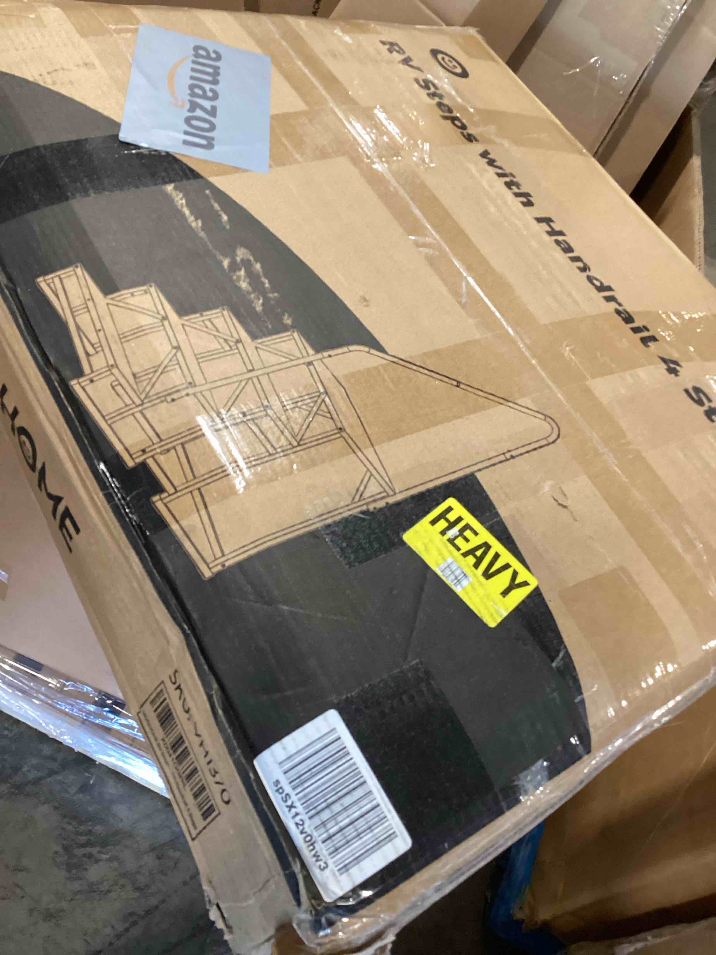 VIVOHOME RV Steps with Handrail, 4 Steps Mobile Home Ladder Portable