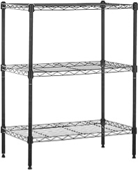 SsngygHme 3 Tier Shelf Storage, Wire Shelving Unit, 3 Tiers Standing Shelving Units Adjustable Metal Organizer Wire Rack with Leveling Feet, 11.8" x 21.5" x 35.5"(M)