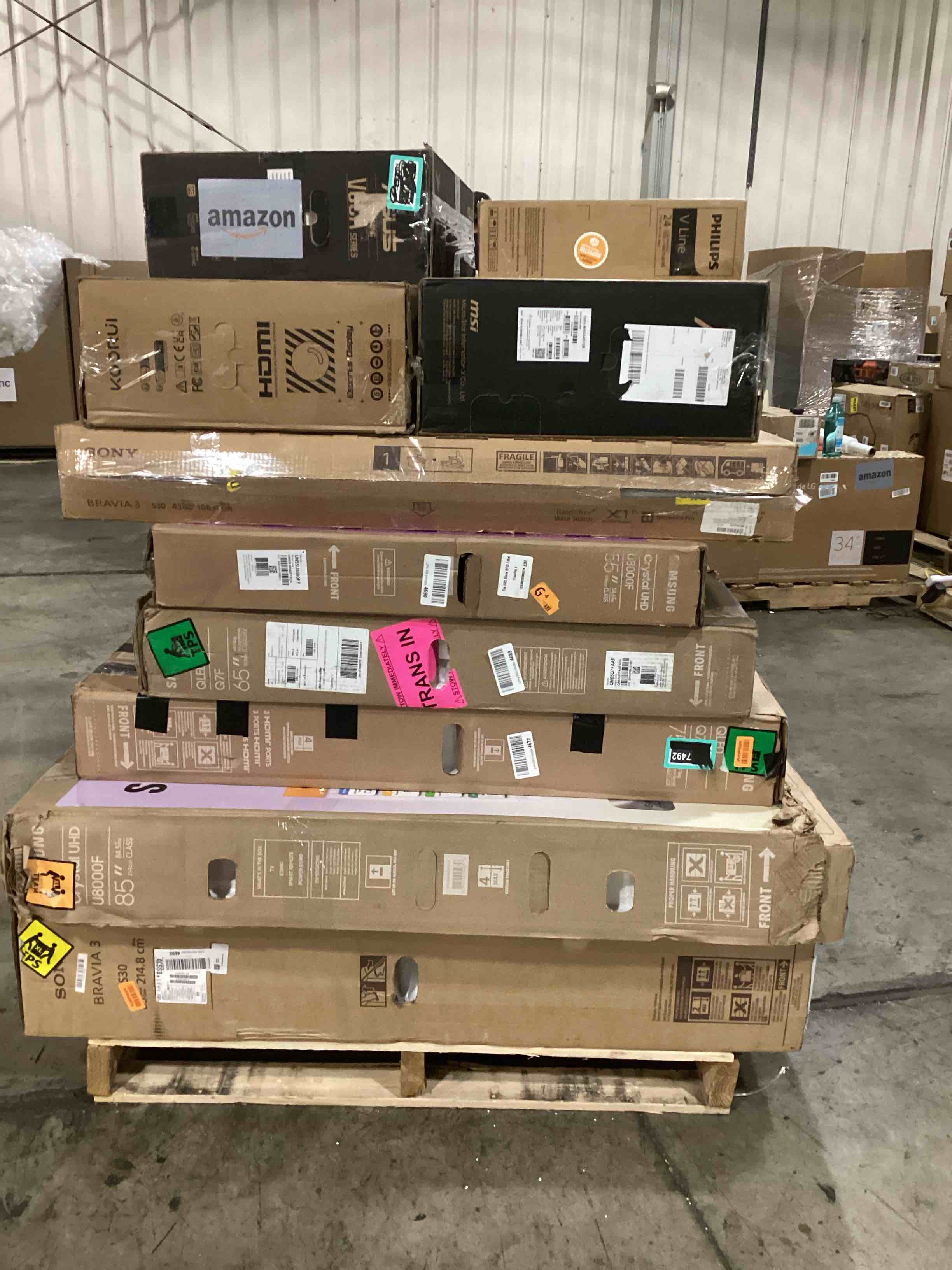 pallet of defective electronics for parts