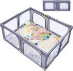 Ronipic Baby Playpen,Playpen for Babies and Toddlers,Foldable Baby Playpen with Anti-Slip Base,Sturdy Safety Play Yard with Breathable Mesh
