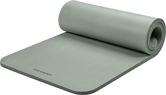 Retrospec Solana Yoga Mat 1" Thick w/Nylon Strap for Men & Women - Non Slip Exercise Mat for Home Yoga, Pilates, Stretching, Floor & Fitness Workouts - Sage