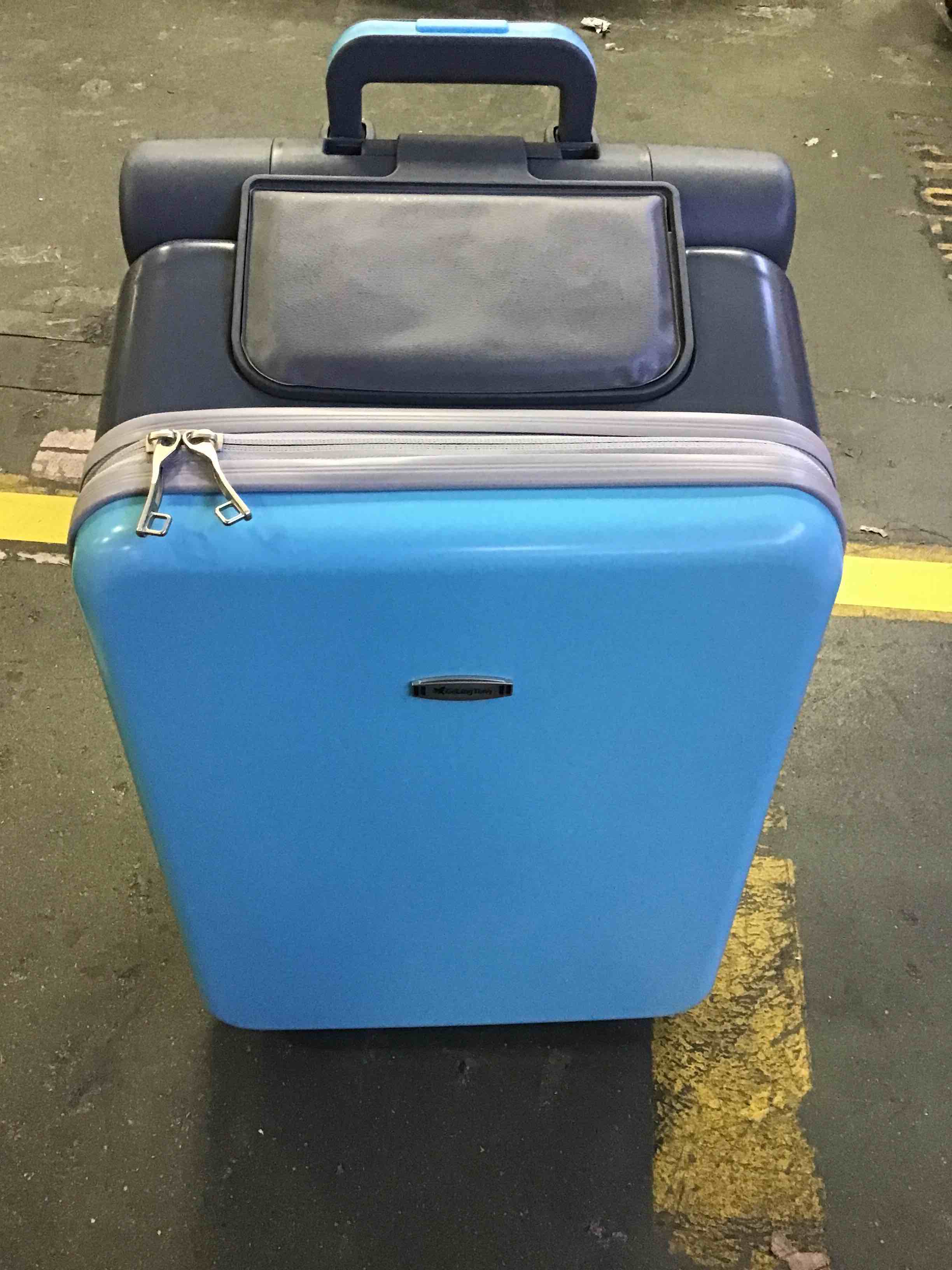 miscellaneous small blue suitcase with combination