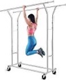 HOKEEPER 330 lbs Load Capacity Commercial Grade Clothing Garment Racks Heavy Duty Double Rails Adjustable Collapsible Rolling Clothes Rack on Wheels, Chrome Finish