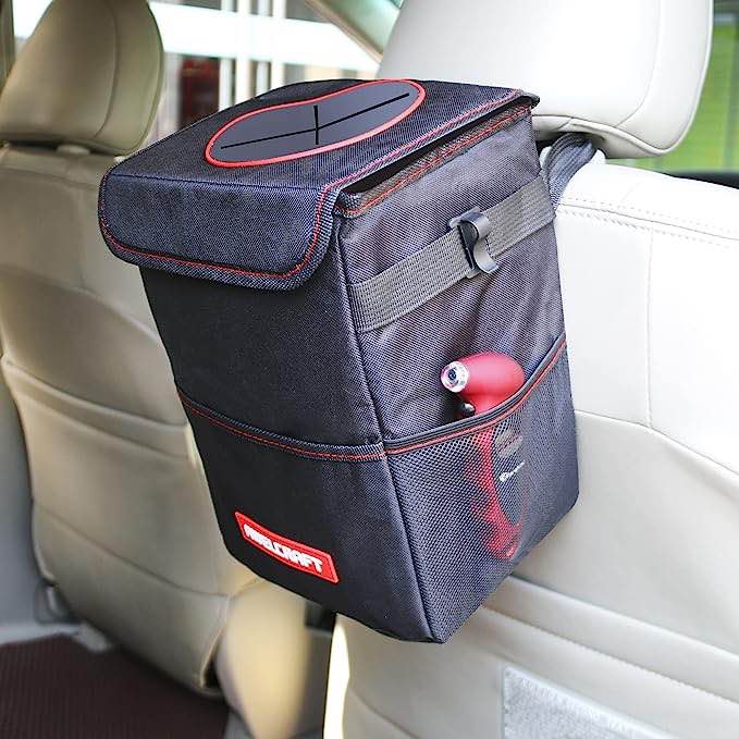 AWELCRAFT Car Trash Can with Lid (2.5 Gallons),- Medium