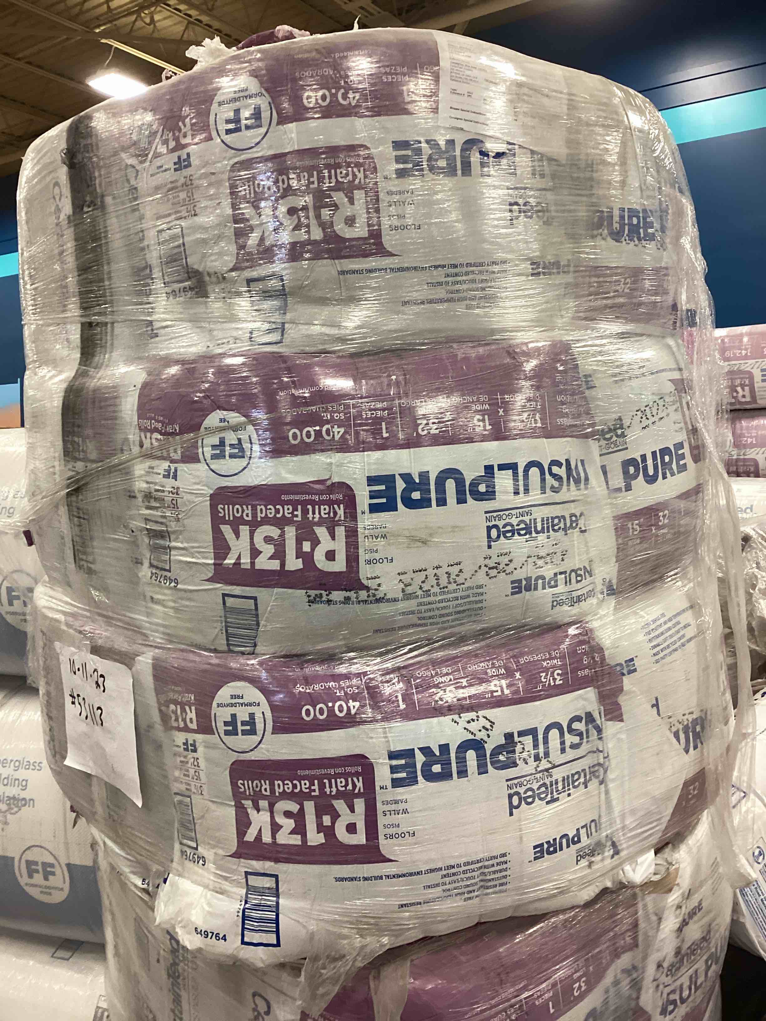 6 rolls  of r13 15  inch faced  insulation your bid per roll