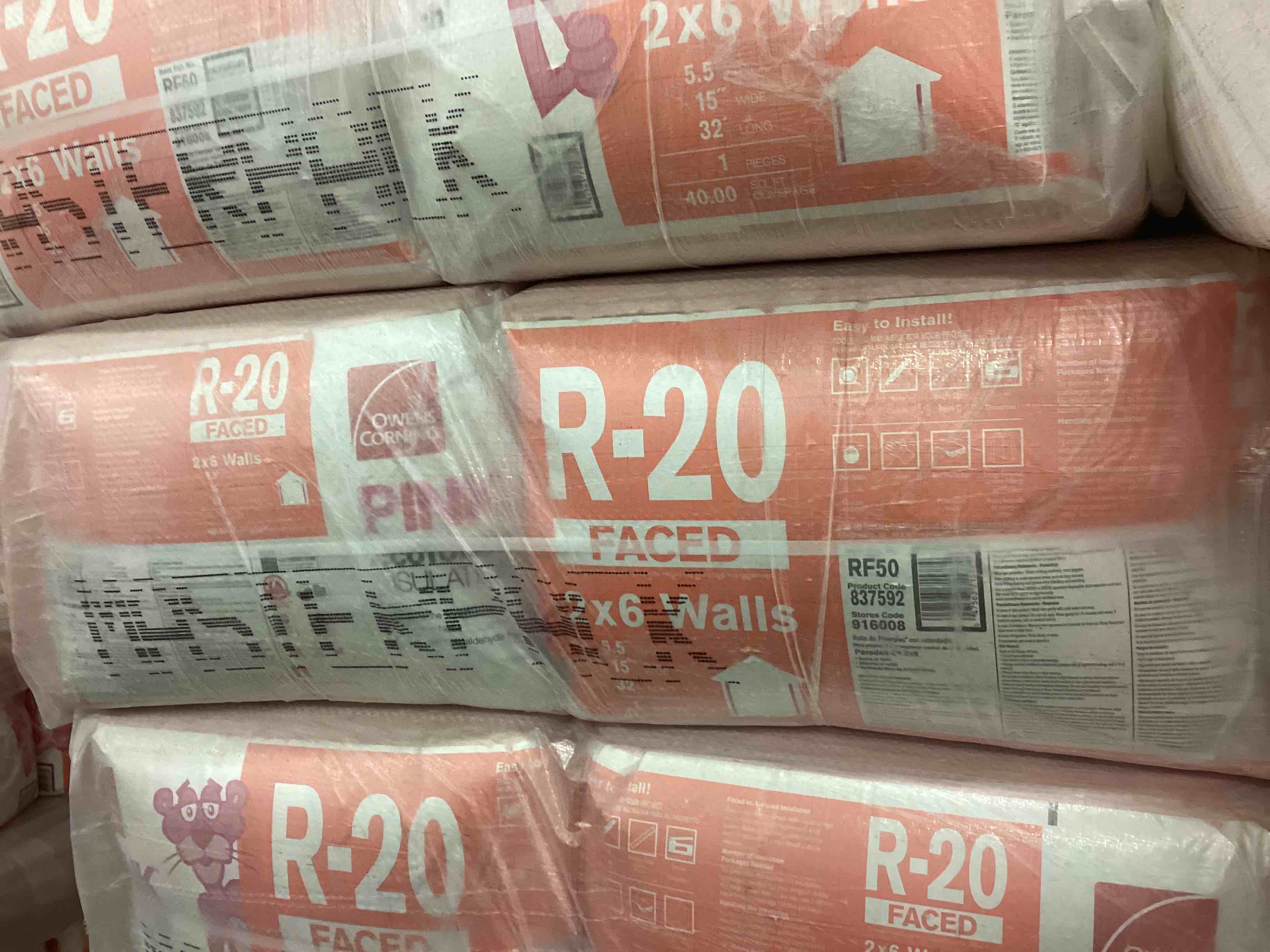 6 rolls r20 15” faced insulation your bid per roll