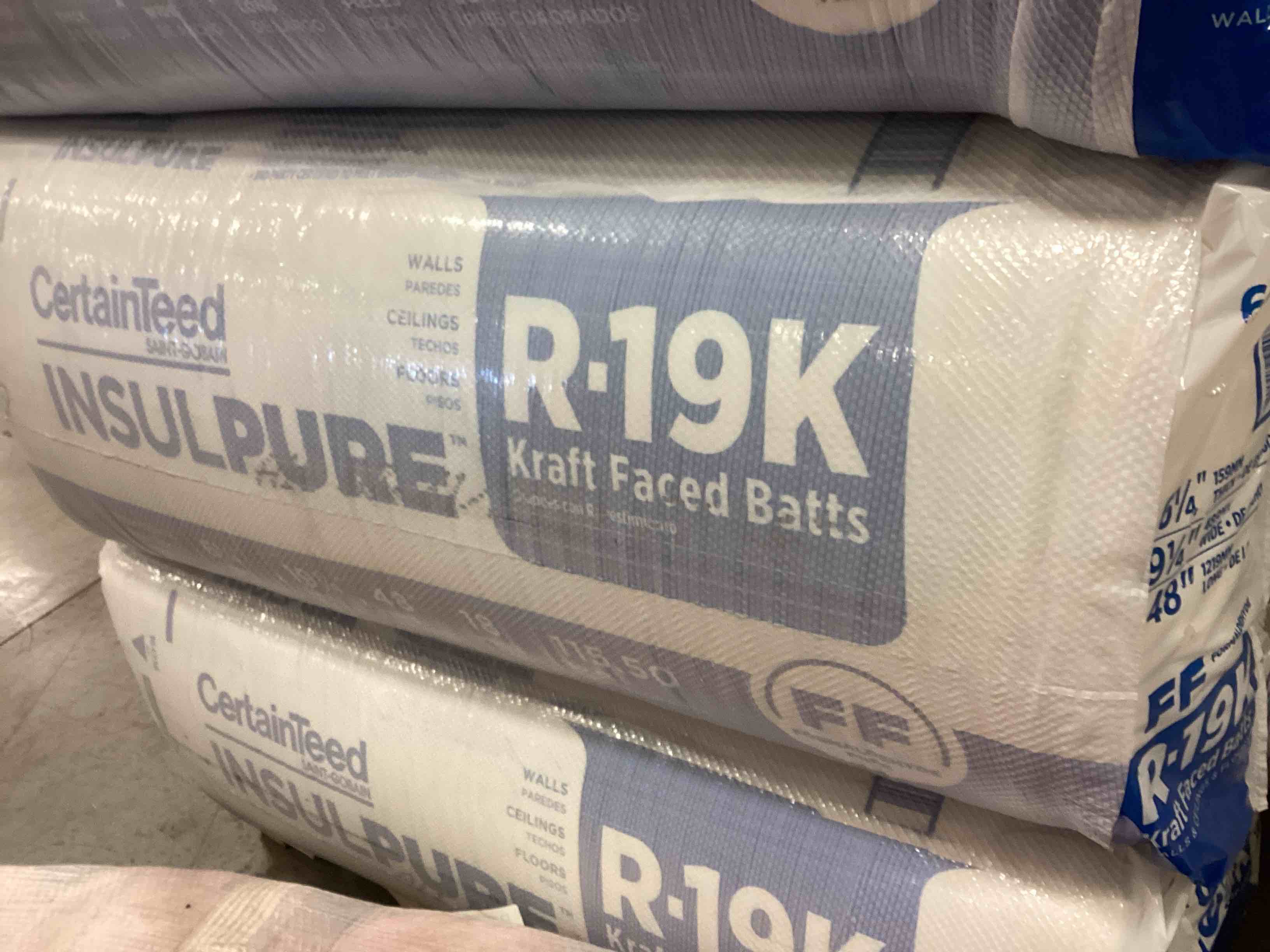 4 batts r19 Kraft faced 19.25” insulation your bid per batt 