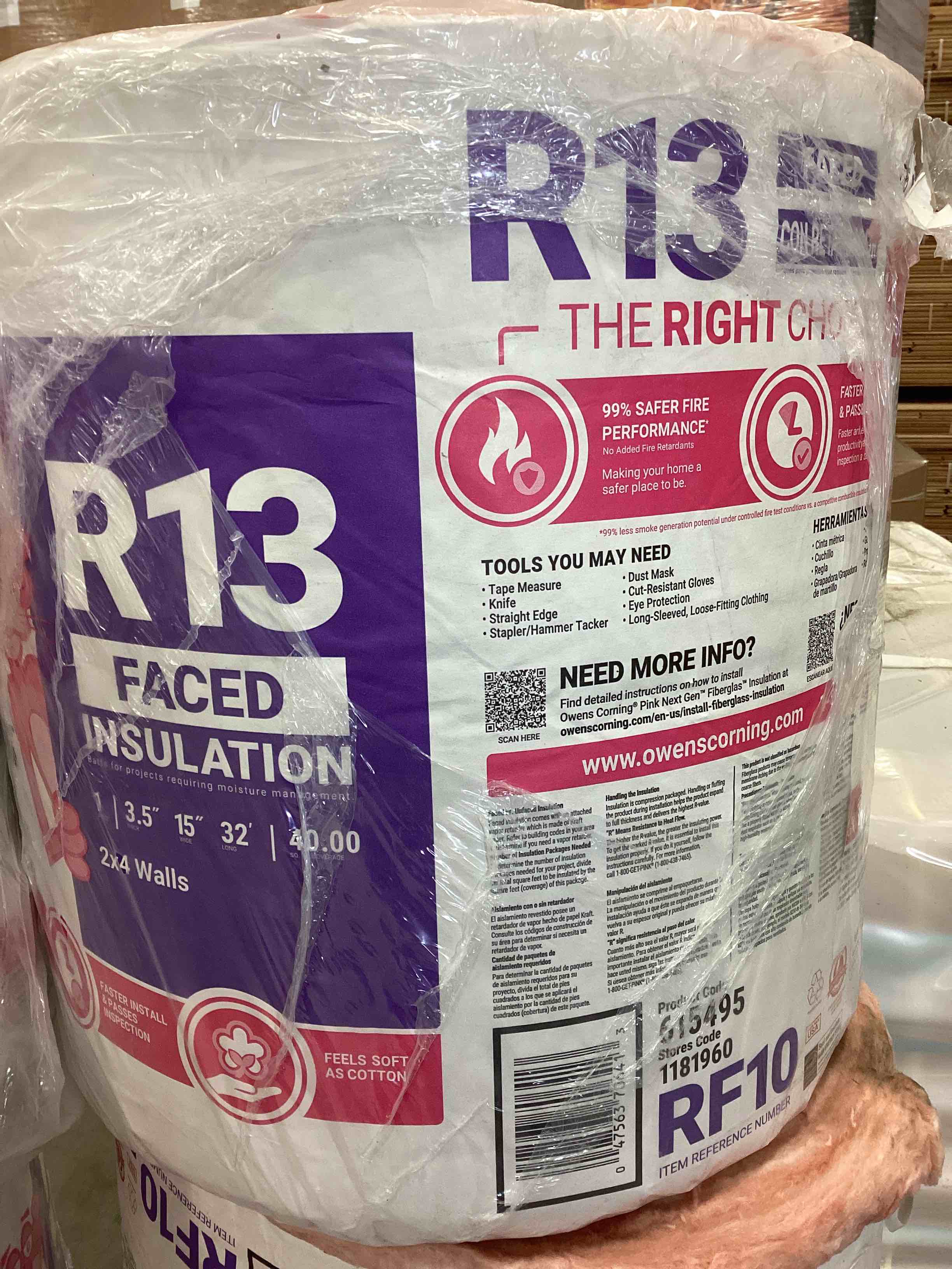 8 rolls r13 faced insulation 15” your bid per roll 