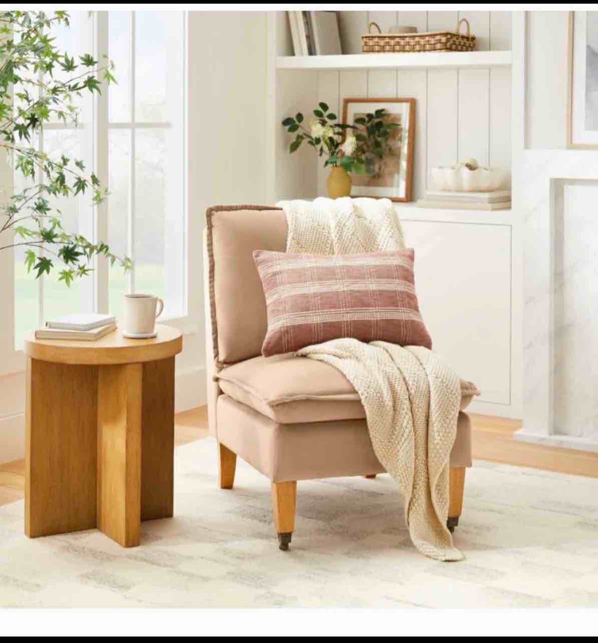 Talbert Pillow Top Slipper Chair with Casters Light Brown Velvet (KD) - Threshold™M with Studio McGee