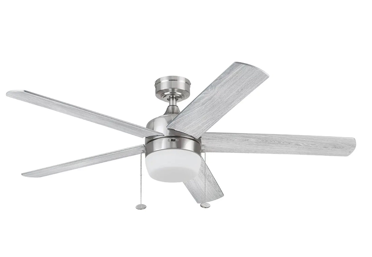 Honeywell Ceiling Fans Ventnor, 52 Inch Modern Farmhouse Indoor LED Ceiling Fan with Light, Pull Chain, Three Mounting Options, Dual Finish Blades, Reversible Motor 