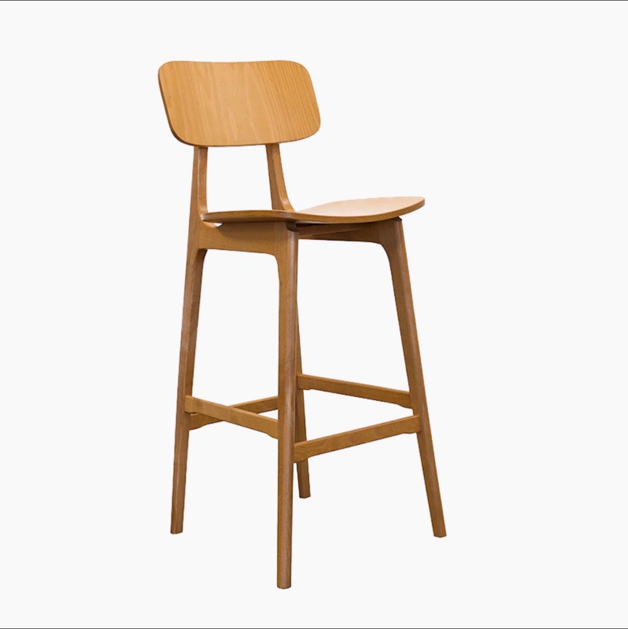 Wooden Counter Stool With Upholstered Seat - Driftwood