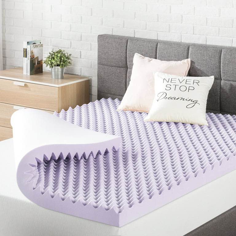 Mellow 3" Memory Foam Egg Crate Mattress Topper with Lavender Infusion, Full