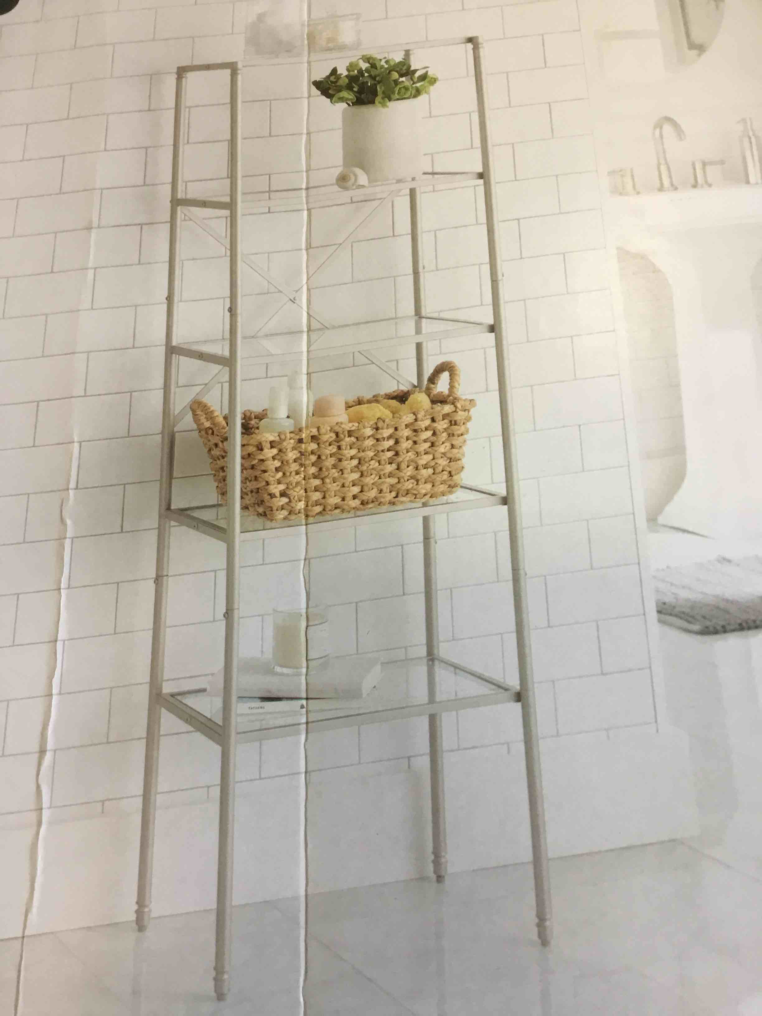 Bathroom Linen Tower Over the Toilet Shelving Unit in Chrome Metal Finish