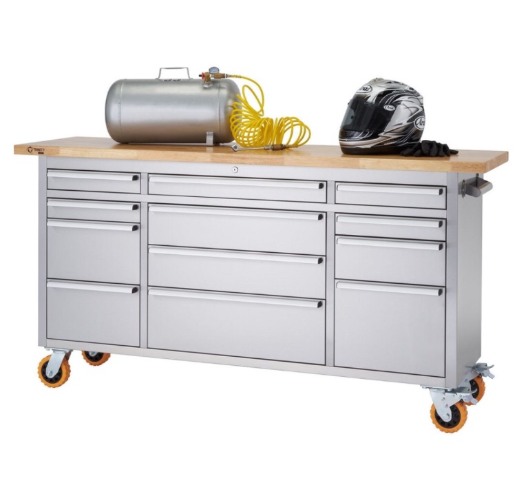 TRINITY PRO® | 72x19 | Stainless Steel Rolling Workbench