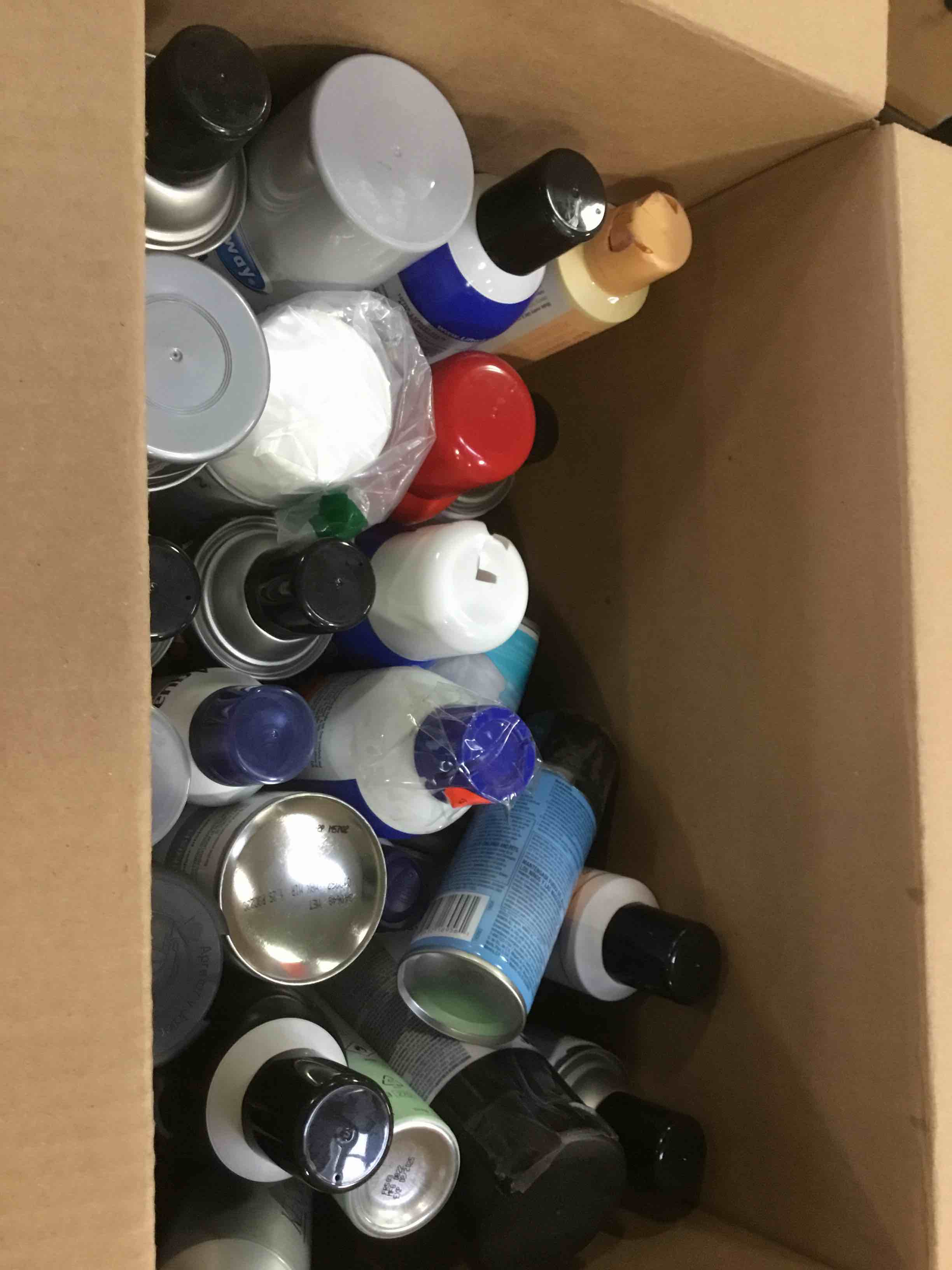 Assorted aerosol cans for home maintenance or car maintenance 