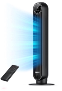 Dreo Tower Fan for Bedroom, 24ft/s Velocity Quiet Floor Fan, 90° Oscillating Fans for Indoors with 4 Speeds, 4 Modes, 8H Timer, Standing Fans, Bladeless Fan, Black, Nomad One (DR-HTF007)