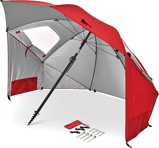 sport Bella premier red Sport-Brella Premiere UPF 50+ Umbrella Shelter for Sun and Rain Protection (8-Foot)