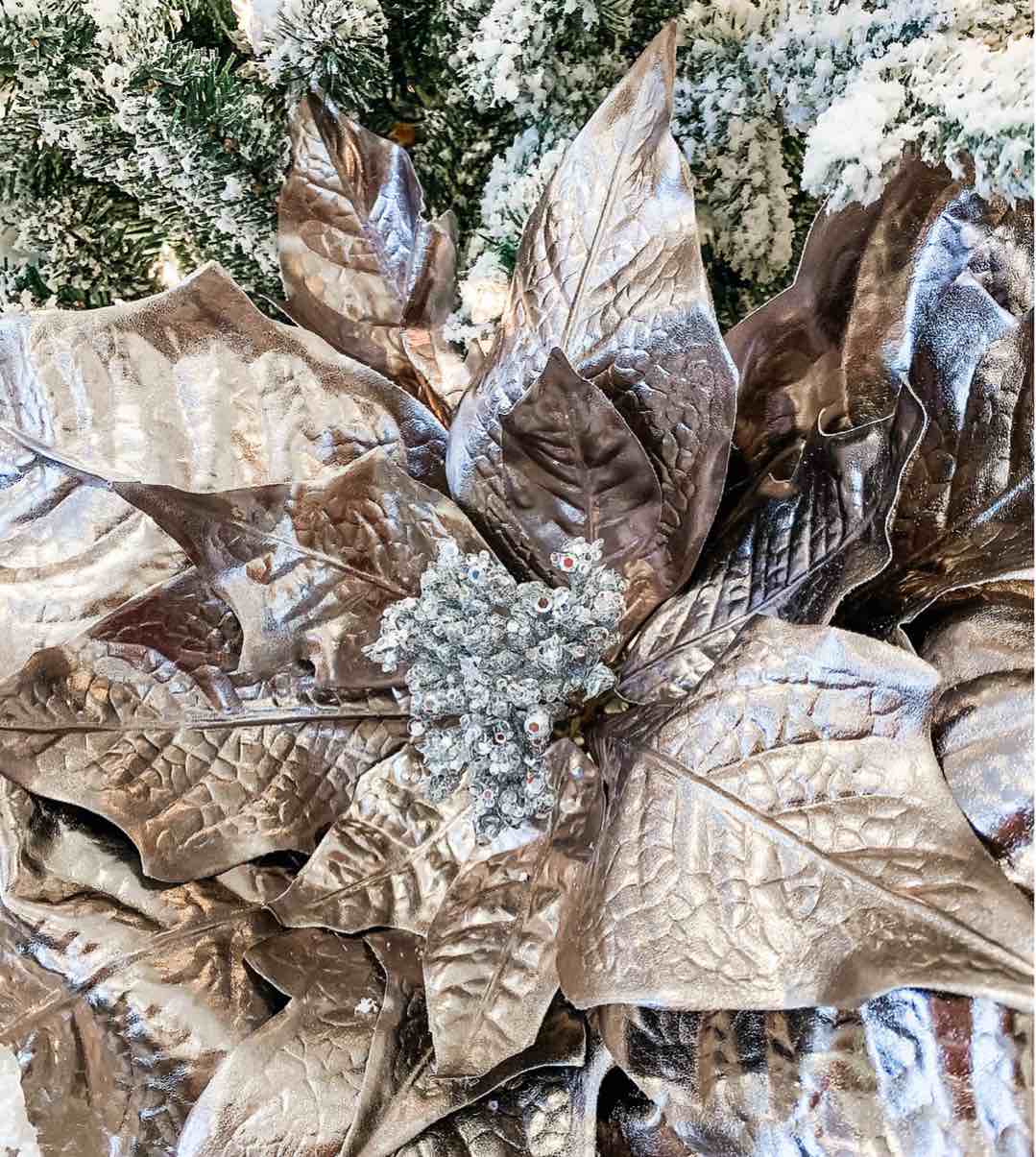 Simply Stunning Set of 3 Oversized Poinsettias By Janine Platinum   