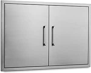 Outdoor Kitchen Doors- 30"W x 21"H - Stainless Steel BBQ Double Access Door,Flush Mount for Outdoor Kitchen and BBQ Island