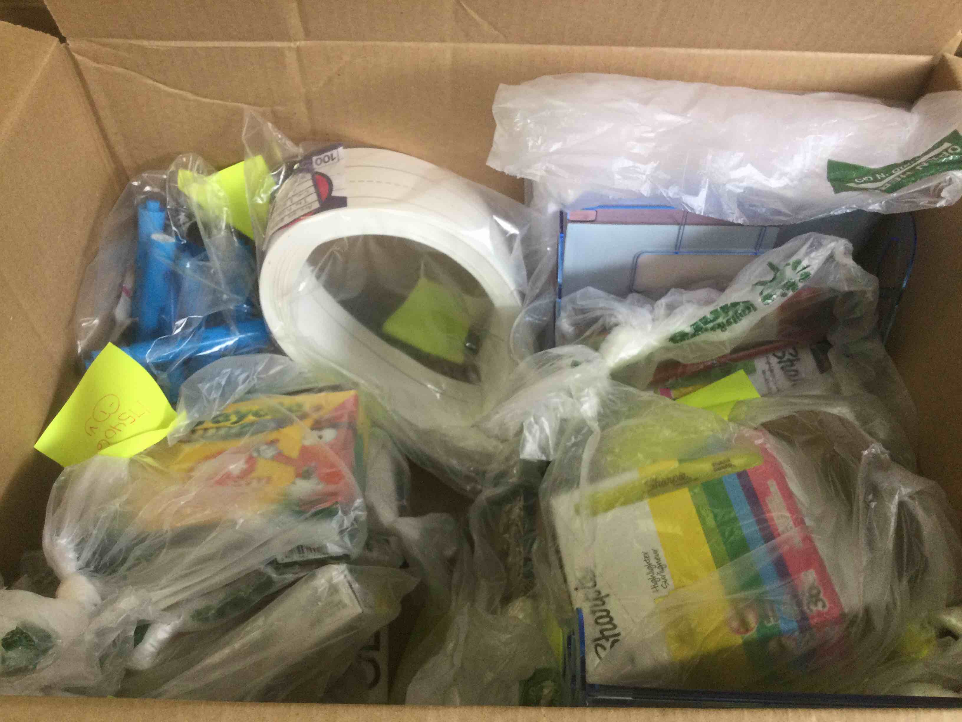 assorted school supplies  including highlights, crayons, sentence strips, permanent marks and more 