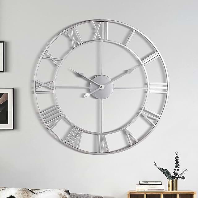 Large Modern Metal Wall Clock 