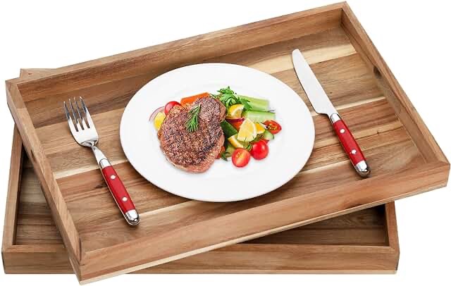 Set Of 2 Wooden Serving Tray