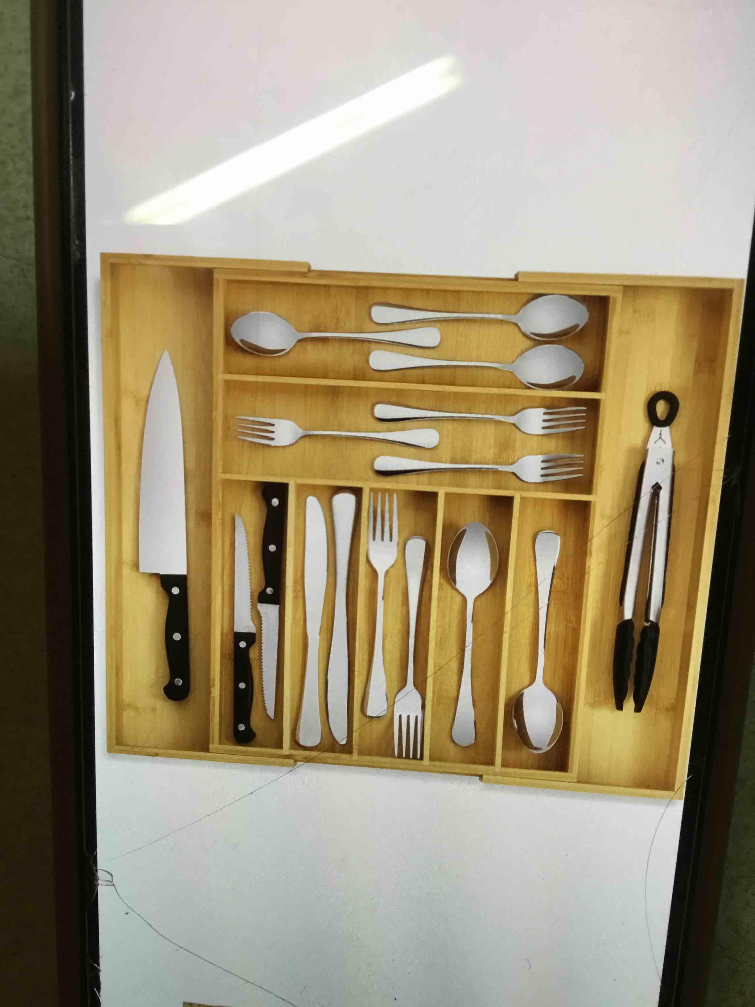 Purawood Large Premium Bamboo Silverware Organizer