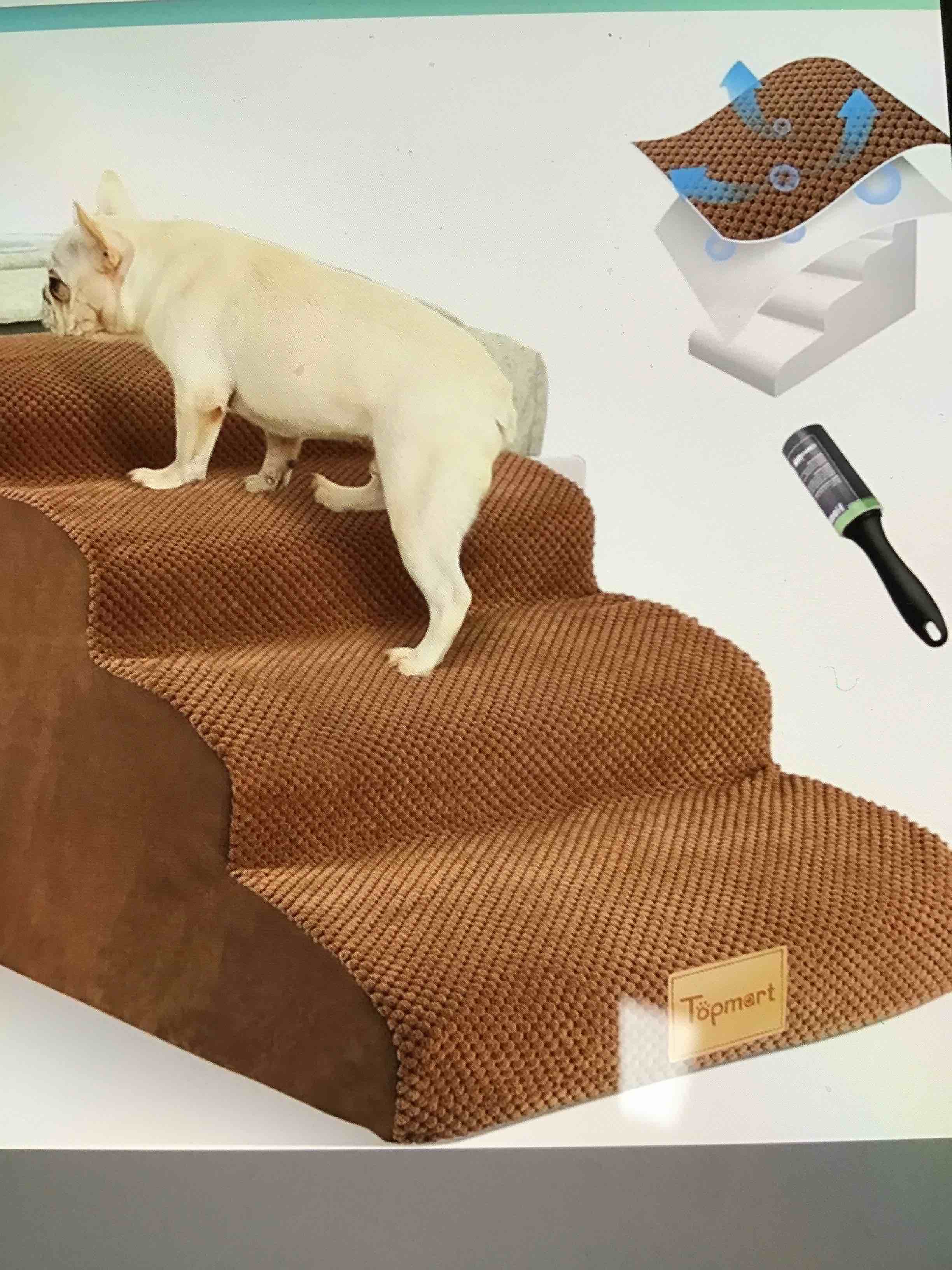 Topmart Dog Stairs for Small Dogs, 4-Step,16”H, Pet Dog Steps for Couch/Bed, Wider Steps, More Stable,Suitable for Old/Injured/Short-Legged Dogs Cats