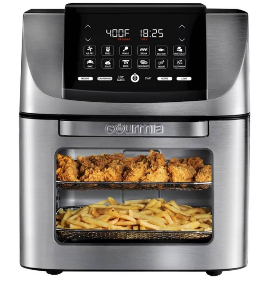 Gourmia All-in-One 14 QT Air Fryer, Oven, Rotisserie, Dehydrator with 12 Cooking Functions