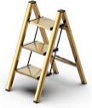 Aluminium 3 Step Ladder Folding Stool-330lb Capacity Ladders with Anti-Slip Wide Pedal,Lightweight Ladder,Portable Multi-use Scene for Home/Kitchen/Office/Garden/Yard (Golden, 3 Step)