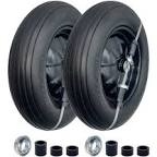 (2-PACK) 4.80/4.00-8" Flat Free Tire and Wheel - Universal Fit 14.5" Solid Wheelbarrow Tires with 3" Hub and 5/8" Bearings – Extra Adapter kit includes 3/4" Ball Bearings, 1" and 1/2" Nylon Spacers