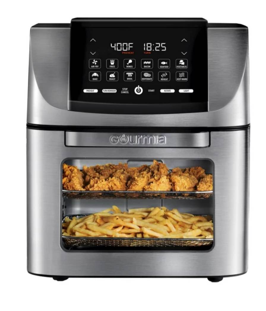 Gourmia All-in-One 14 QT Air Fryer, Oven, Rotisserie, Dehydrator with 12 Cooking Functions