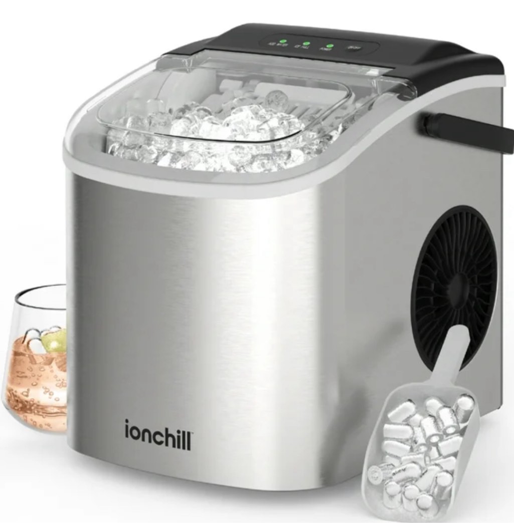 Ionchill 8958 Portable Countertop Bullet Quick Cube Ice Machine, 26lbs/24hrs