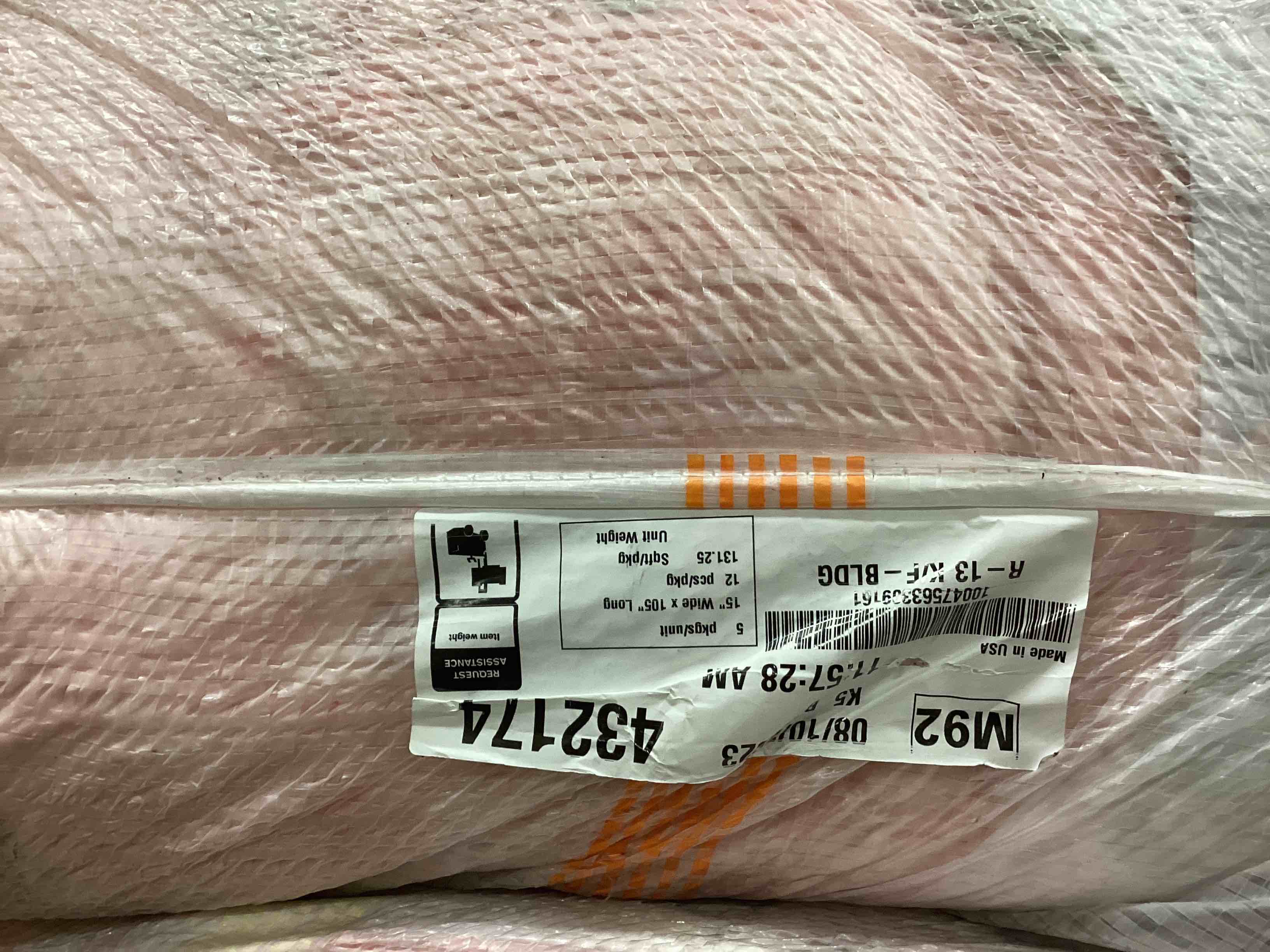 5 batts r13 15” Kraft faced insulation your bid per batt