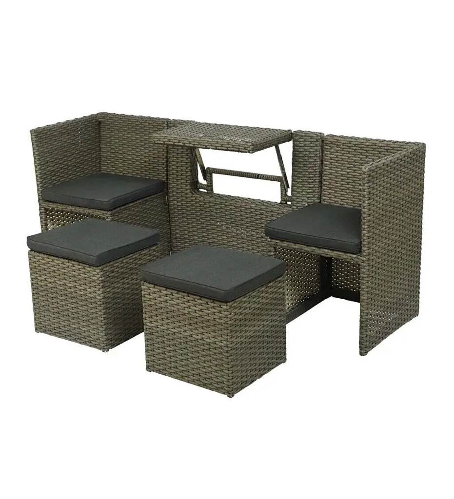 Plow & Hearth Compact Modular Wicker Seating Set with Multiple Configurations