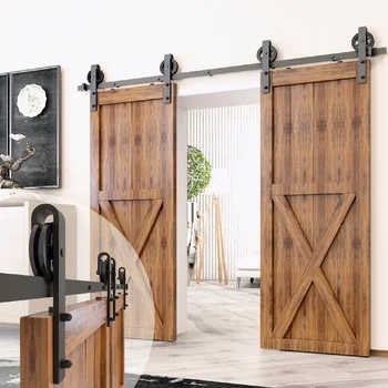 Black Steel Double Barn Door Hardware 