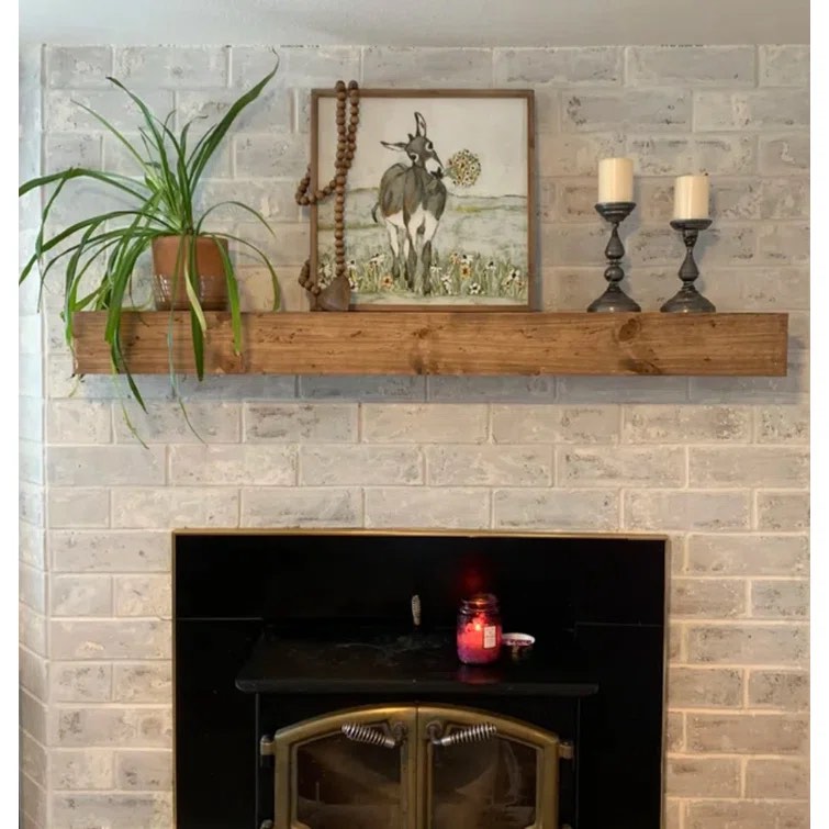 Rustic Oak Alistair Hand Carved Wood Mantel